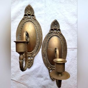 Vintage Brass Wall Sconces for Taper Candles *Pair of 2